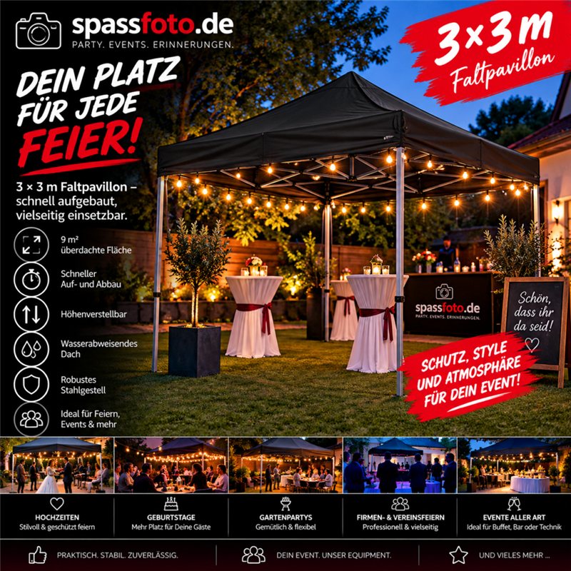 3 × 3 m Faltpavillon zur Miete in Mittweida